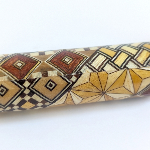 Japanese "Yosegi-zaiku" Marquetry Kokeshi Style Bottle Opener Handmade Folk Art - Picture 8 of 12